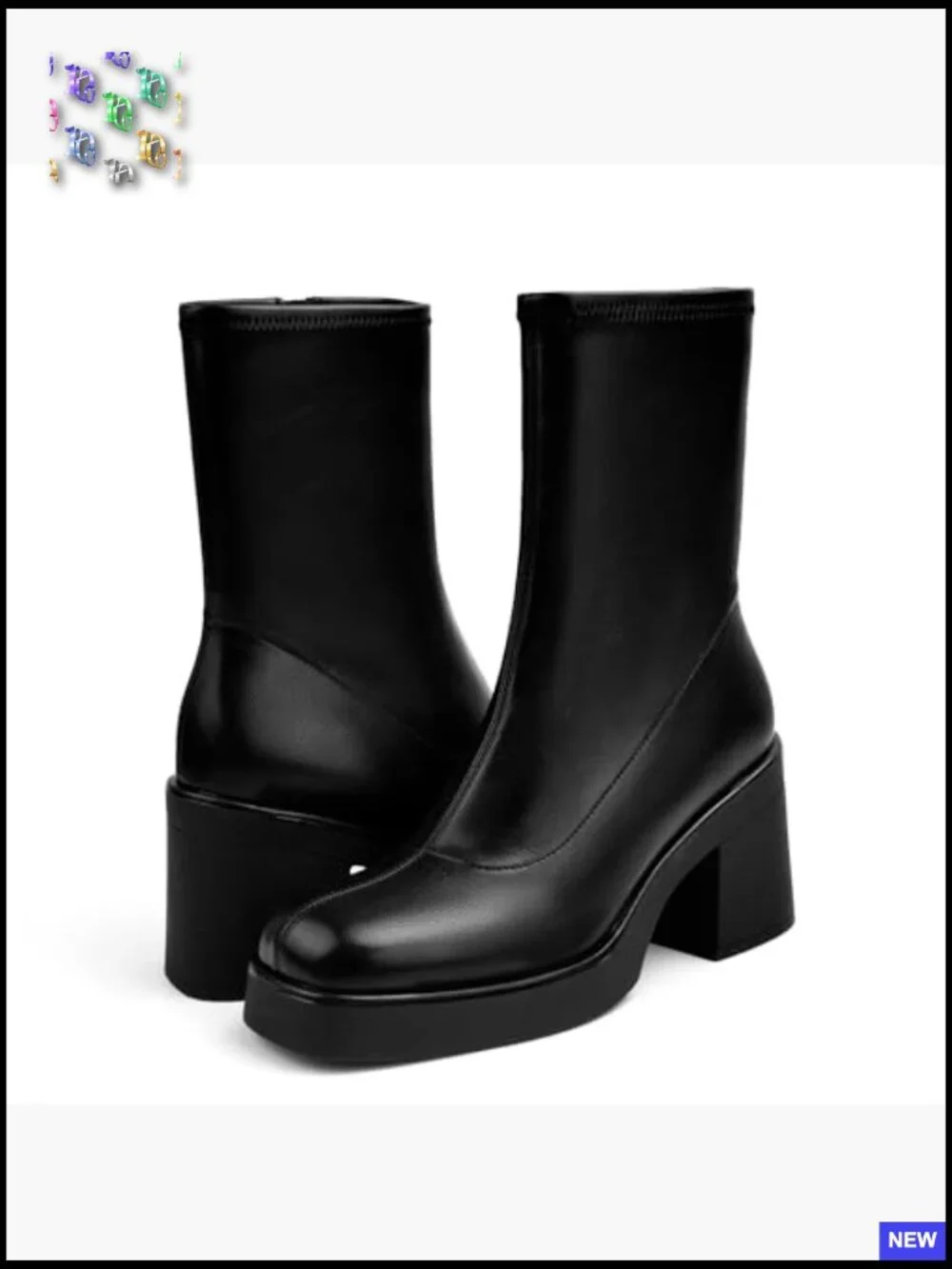 Slouchy Square Toe Chunky Block Heel Mid Ankle Booties Side Zipper Suede